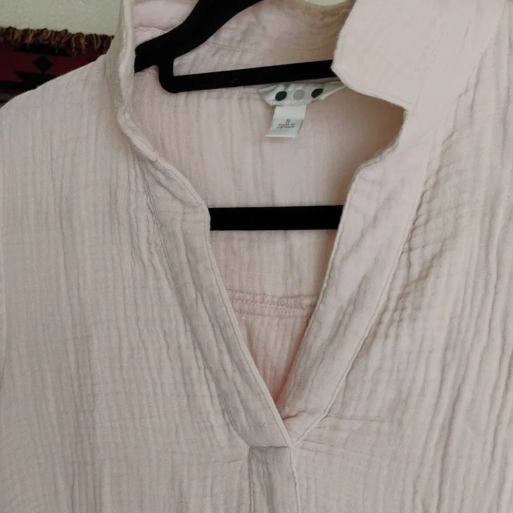 Three Dots Cotton Double Gauze Light Pink Dress - Picture 2 of 6